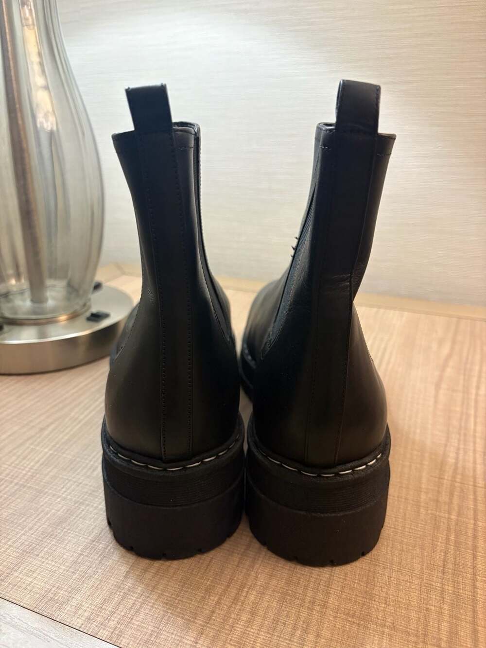 Marc Fisher Padmia Black Leather Chelsea Lug Sole Boots - Picture 4 of 8